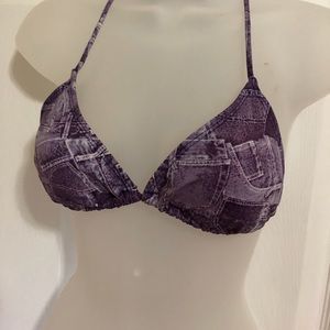 🐉$3 w/ $12 purchase! Blue jean design bikini top